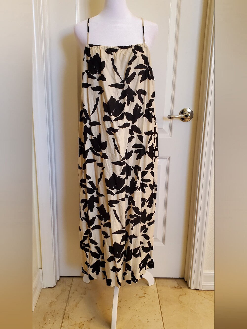 NWT A New Day Black and Cream Floral Maxi Dress- Size M